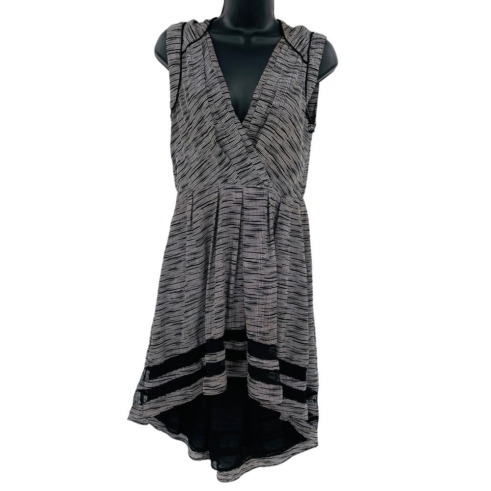Aryn K sleeveless fit & flare dress back cutout hi‎ low deep v neck size M